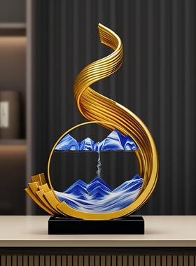 中式风生水起流沙画桌面客厅摆件