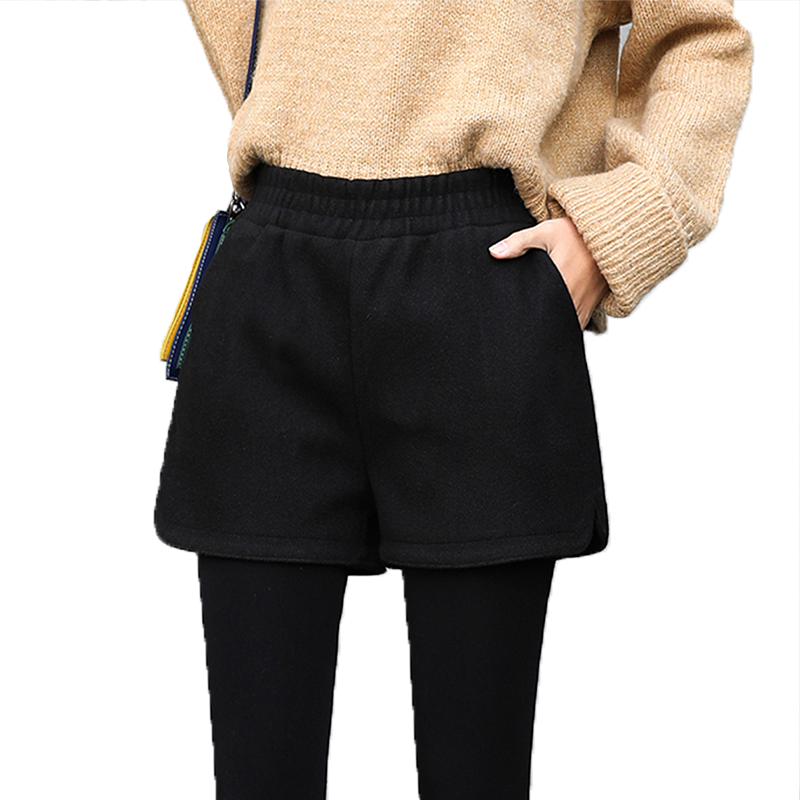 毛呢女秋冬款外穿2020新款松紧短裤 欧莱哲休闲裤