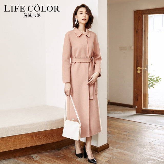 Women's thickened double-sided pure wool long coat