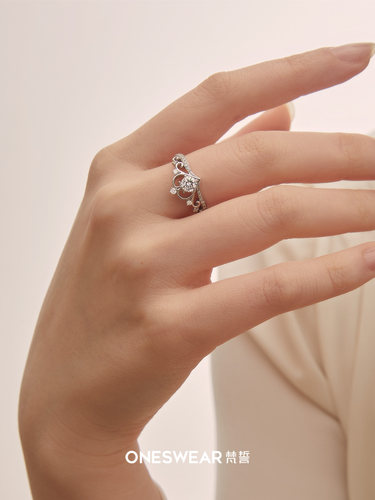 ONE SWEAR/梵誓小公主皇冠钻戒定制50分钻石求婚女戒定制铂金婚戒 - 图0