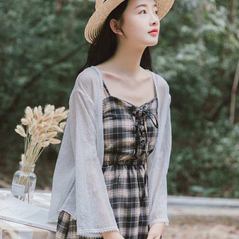 防晒衣薄超仙女短款雪纺外套小外搭 舍子花蕾丝衫/雪纺衫