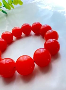 南红色手串樱桃红圆珠单圈手链冰