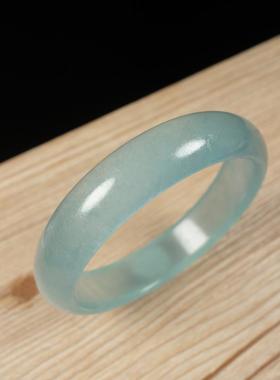 冰手镯海蓝宝玉镯蓝油绿石英岩玉