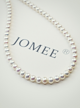 JOMEE 极强光3-4-5mm无核天然淡水珍珠项链 正品近正圆珍珠项链