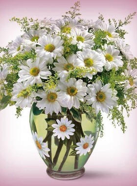 数字油画填色材料包植物雏菊解压