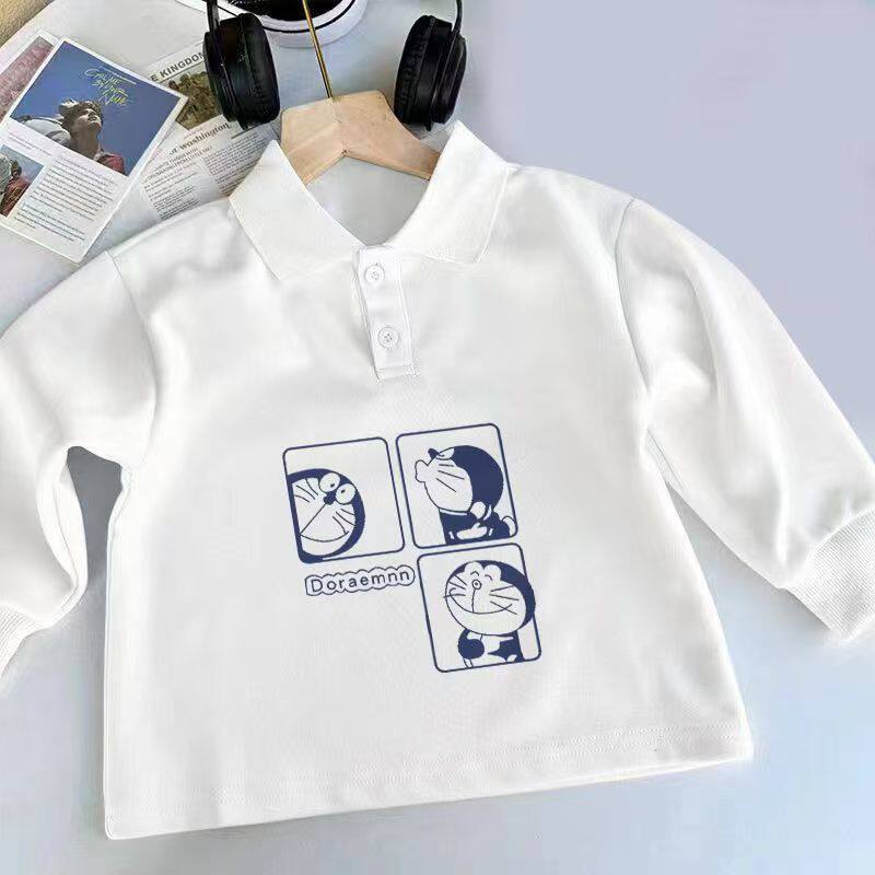 polo衫韩系纯棉中大童加绒长袖上衣洋气潮牌儿童卡通翻领童装卫衣