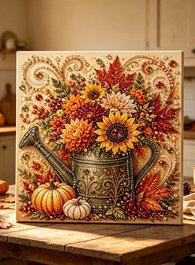 跨境新款 Autumn Pearl Painting Kit秋珠绘画珍珠画DIY套装 南瓜
