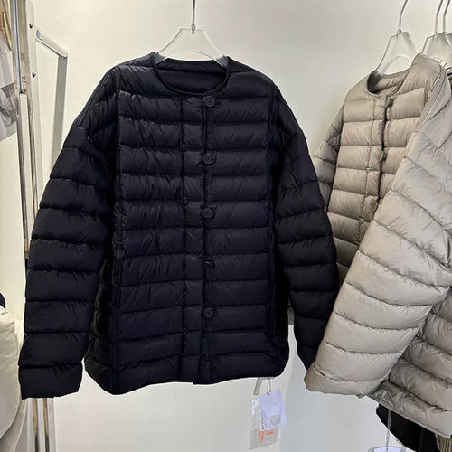 MX墨写女装正品简约高级感轻薄压纹白鸭绒羽绒服阔版保暖外套8027 - 图0