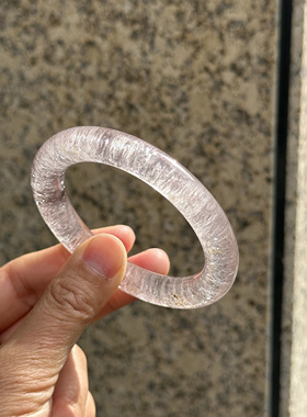 天然红超七水晶手镯自然光实拍水头超级亮共生包裹体超好看