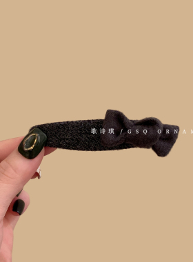 复古温柔高级灰蝴蝶结格纹bb夹