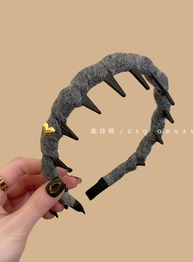 秋冬新年韩系金标爱心红色发箍高颅顶高级感带齿头箍洗脸发卡头饰