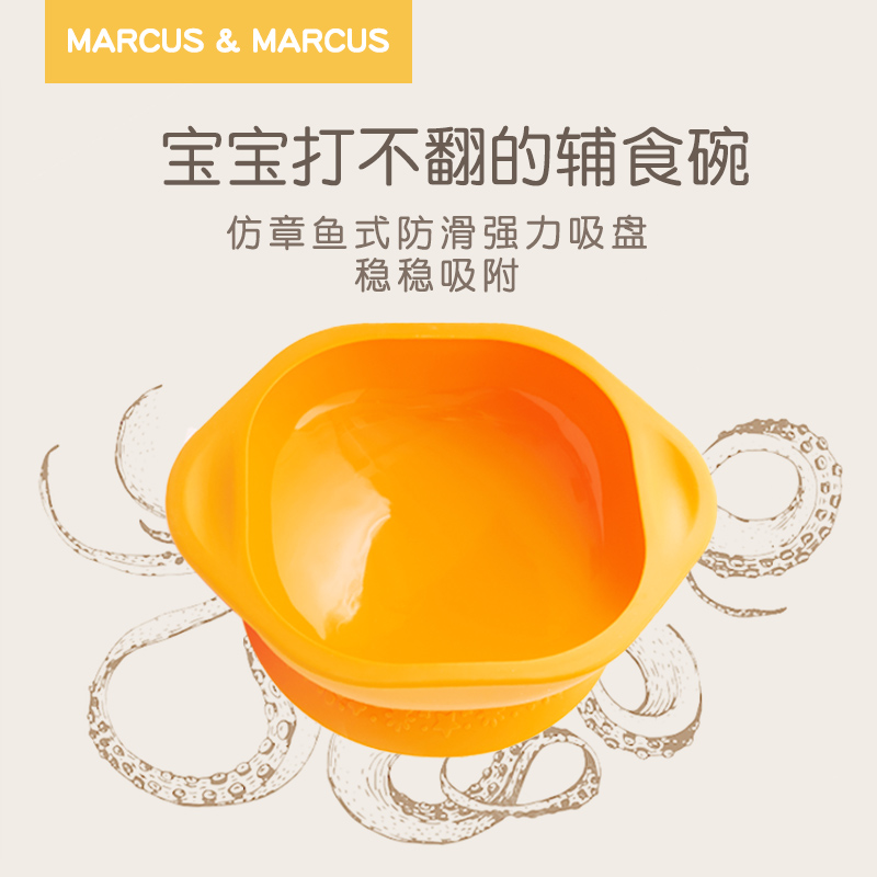 marcus儿童餐具套装硅胶围兜宝宝辅食吸盘碗婴儿勺子叉子防水礼盒 - 图3