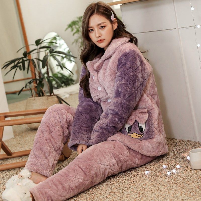 月子服冬季夹棉产后加绒11月份睡衣 梦幻斯丹妮家居服套装