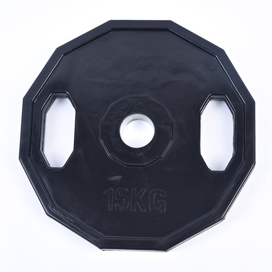 Black rubber-coated two-hole hand-grabbing barbell plate, rubber-coated rubber flying bell hand-grabbed large-hole household weight lifting plate