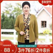 Mother Spring Dress New Big Code Womens Clothing Fake Two Blouses Temperament Grandma Clothes Mid old Long sleeves GFat T-shirt