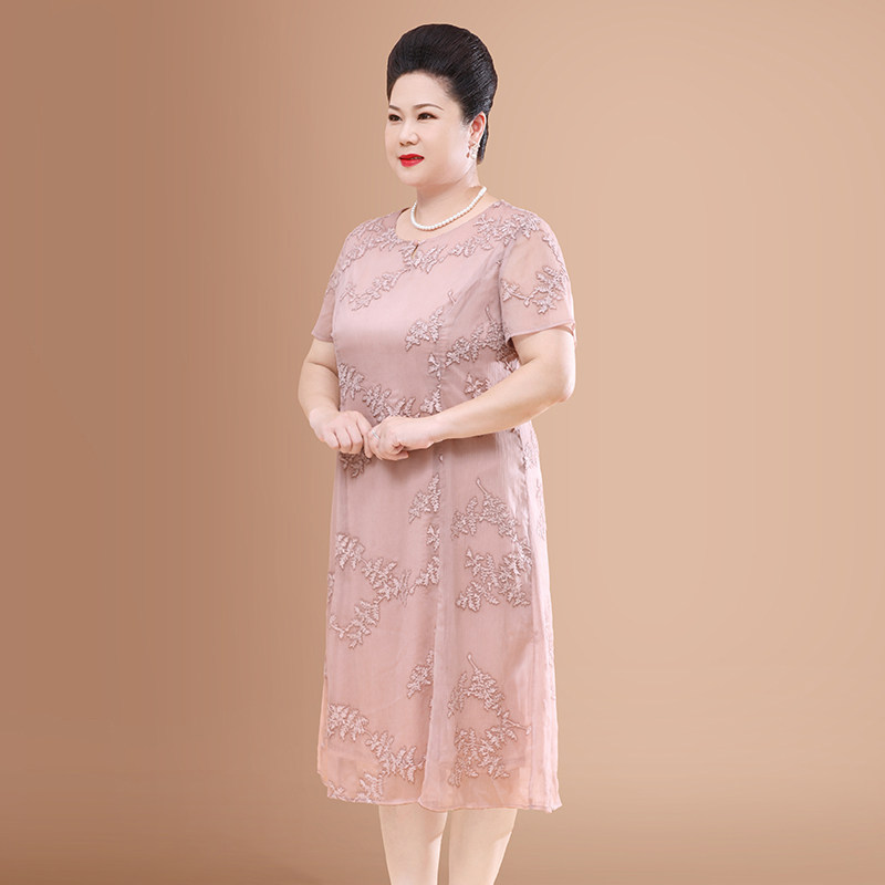 2020新款中老年肥妈妈夏装旗袍裙子 优爱菲中老年女装