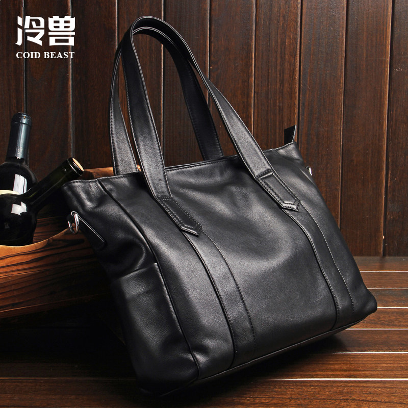 冷兽真皮公文包男士潮流斜挎包包 冷兽箱包男士包袋