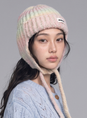 冬季女保暖护耳系带飞行员帽