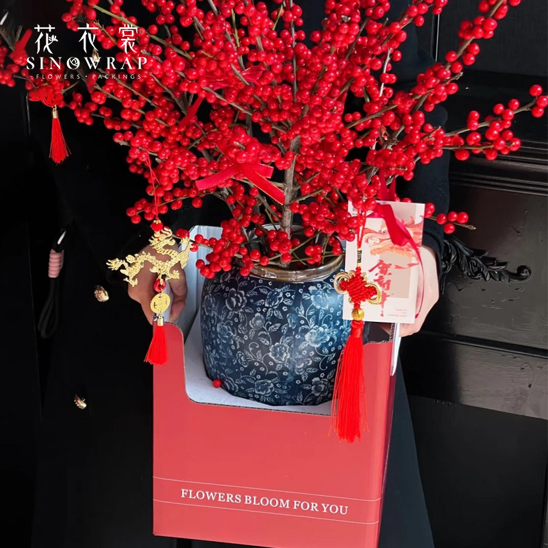 花衣裳 新年宵双侧手提花篮鲜花包装盒装饰盆栽插花盒礼盒diy资材,淘宝优惠券,粉丝福利购,淘宝优惠卷