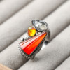 Yangzi Jewelry Chixia Laokeng ice trapezoidal red jade design personalized jade ring 9.8