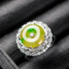 Yangzi Jewelry Perfect Ring Laokeng ice yellow and green three-color design jadeite ring 8.30