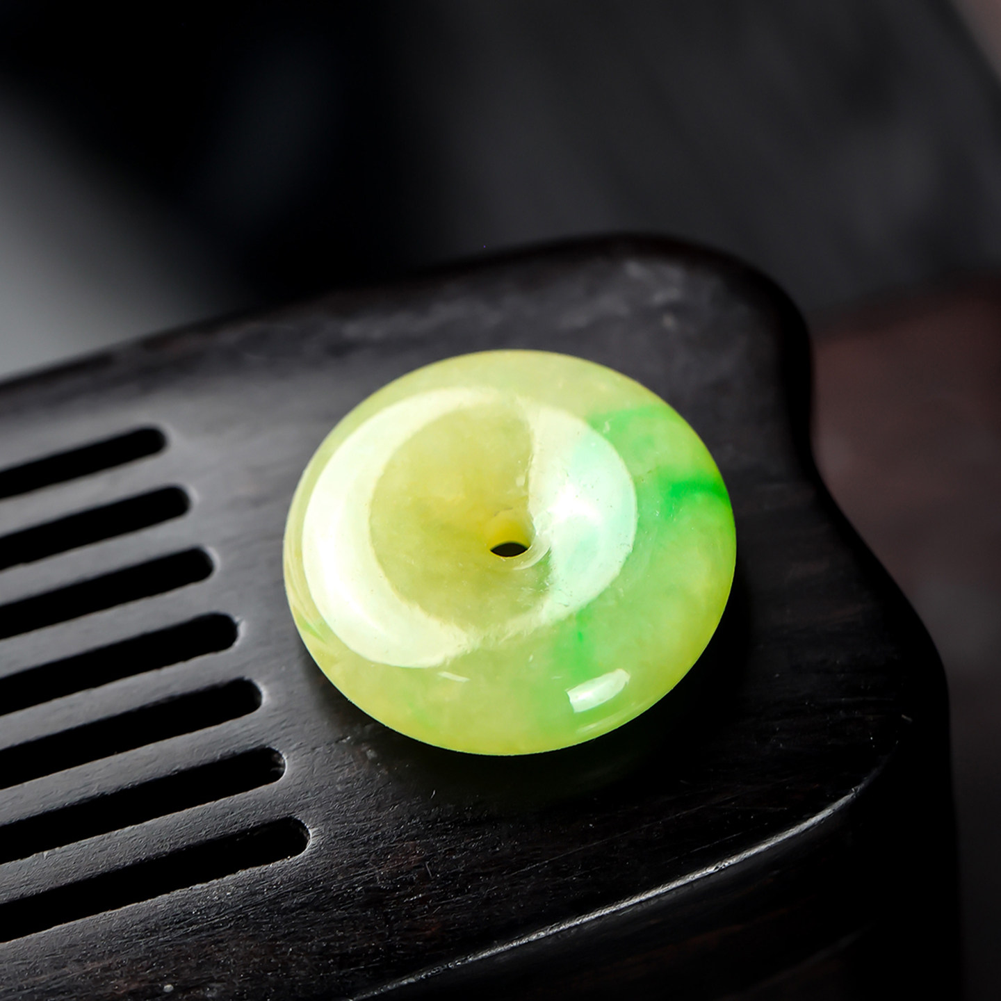 Yangzi Jewelry Ring Buckle Laokeng Bingzhong yellow and green three-color jadeite ring safety buckle pendant 9.2