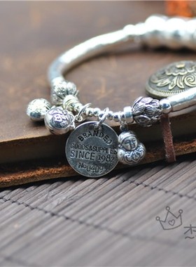 吊坠纯银弹力钱袋手链特价