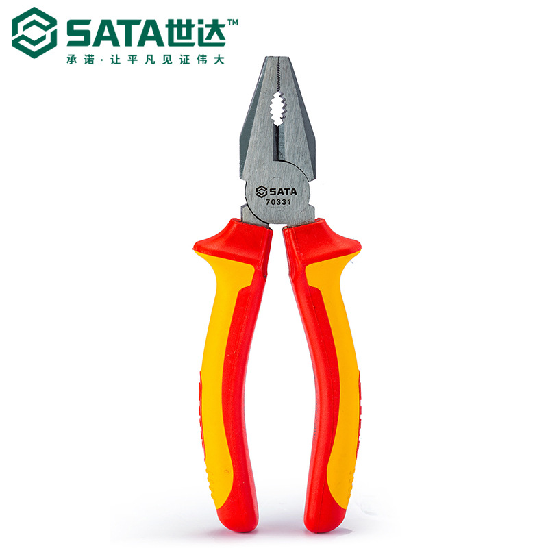 SATA/世达工具70331/70332/70333老虎钳6-8寸VDE绝缘耐压钢丝钳 - 图1