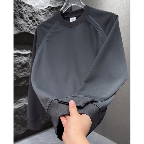 韩版卫衣男春秋款2026新款潮牌修身休闲套头加绒长袖上衣服打底衫 - 图2