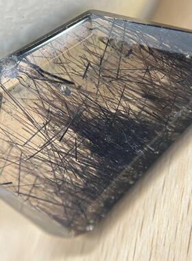 天然黑发晶吊坠原石项链