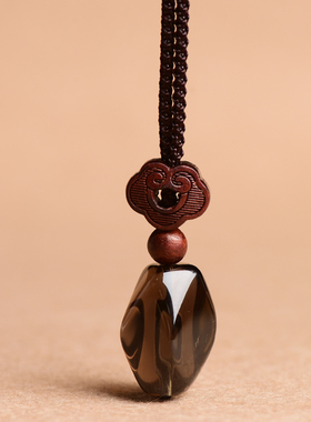 男女款天然茶水晶吊坠项链