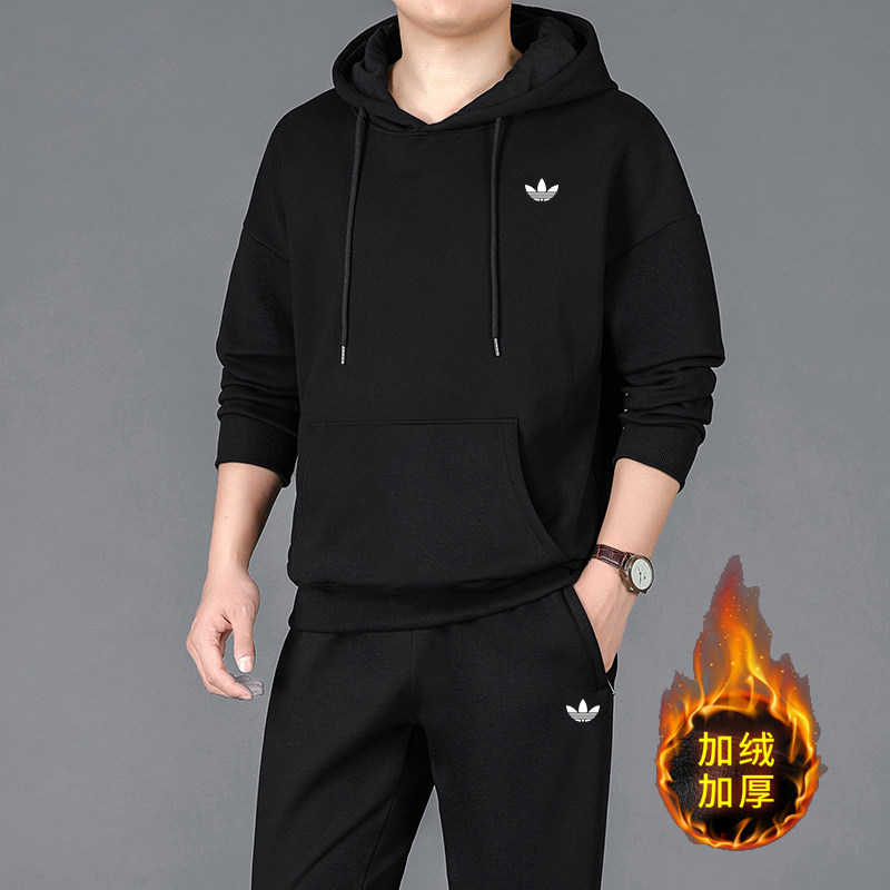 奥特莱斯运动连帽卫衣套装男秋冬款纯棉加绒加厚休闲运动服两件套,淘宝优惠券,粉丝福利购,淘宝优惠卷