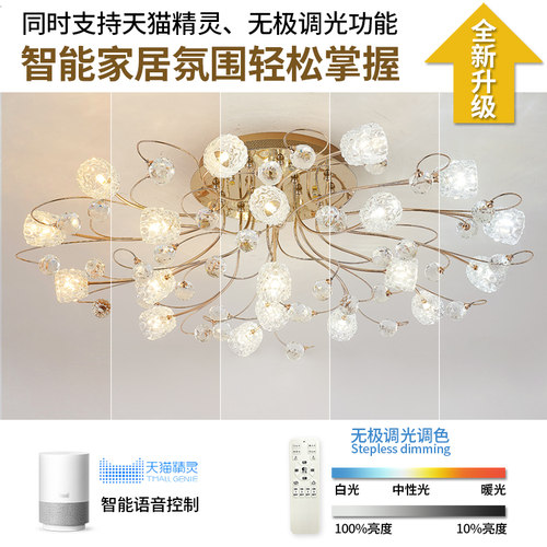 客厅大灯大气现代简约豪华圆形欧式客厅轻奢主灯卧室灯水晶吸顶灯 - 图1