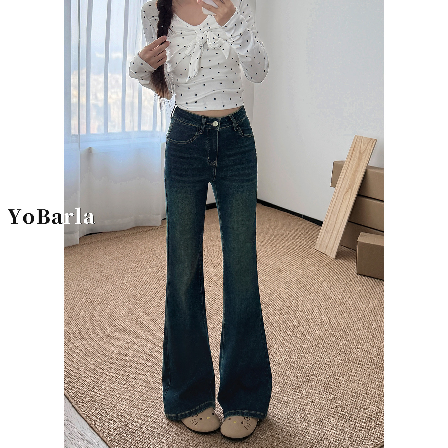 复古高腰微喇牛仔裤女冬季新款加绒胖mm弹力大码显瘦喇叭马蹄裤子,淘宝优惠券,粉丝福利购,淘宝优惠卷