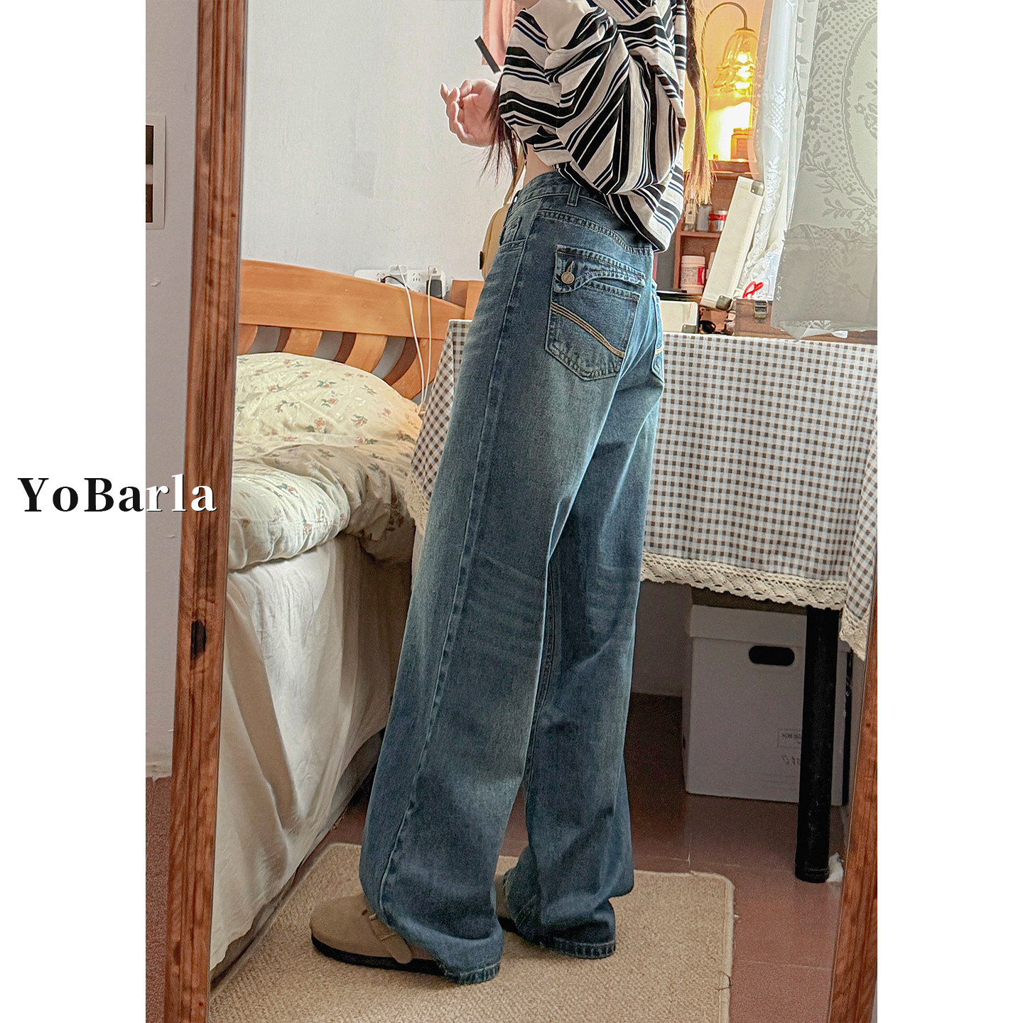 复古直筒牛仔裤女秋冬新款宽松大码显瘦胖mm梨形身材垂感阔腿裤子,淘宝优惠券,粉丝福利购,淘宝优惠卷