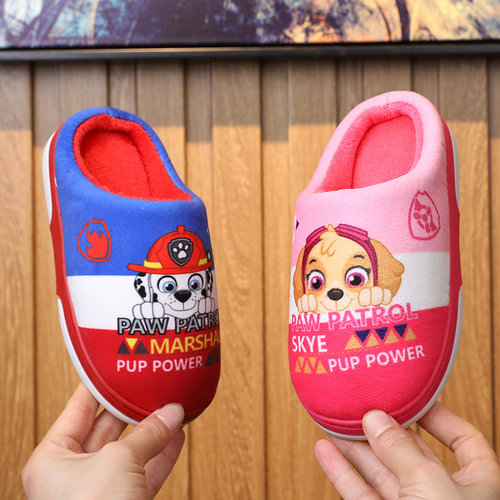 汪汪队儿童棉拖鞋秋冬宝宝室内棉拖男童女童居家用棉鞋非包跟防滑 - 图1