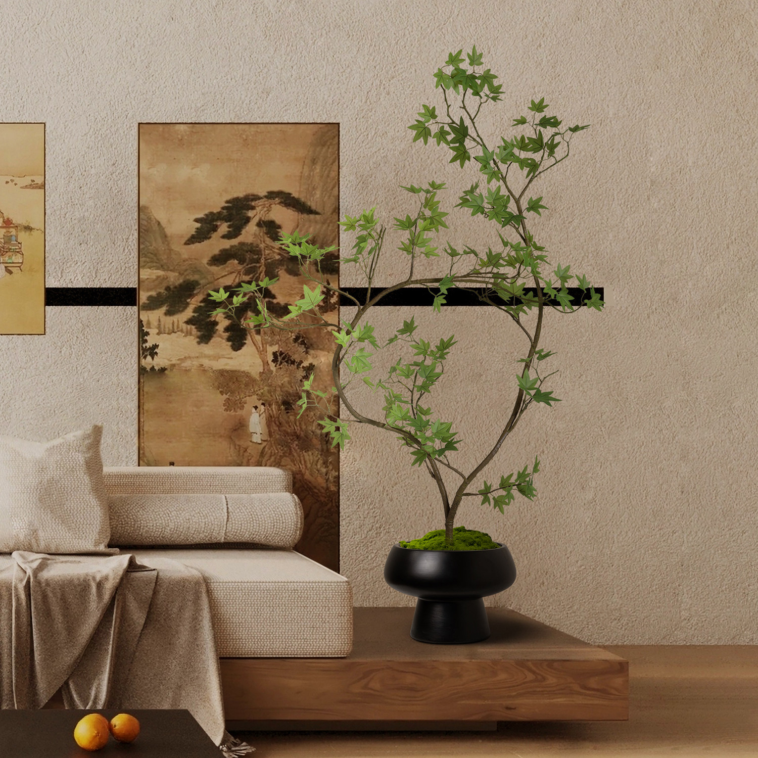 海虹雅林仿真流泉枫假绿植永生桌面花束新中式茶室玄关高级感逼真,淘宝优惠券,粉丝福利购,淘宝优惠卷