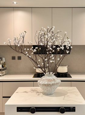 海虹雅林仿真假绿植中古风摆件室内桌面轻奢高端花艺永生梨枝装饰