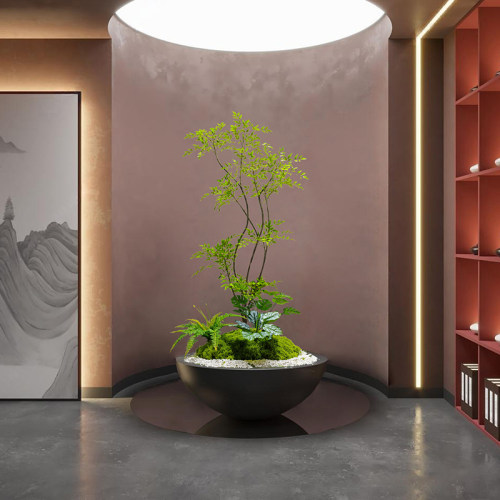 仿真绿植造景室内景观假植物组合仿真树橱窗转角装饰落地盆景摆件-图1