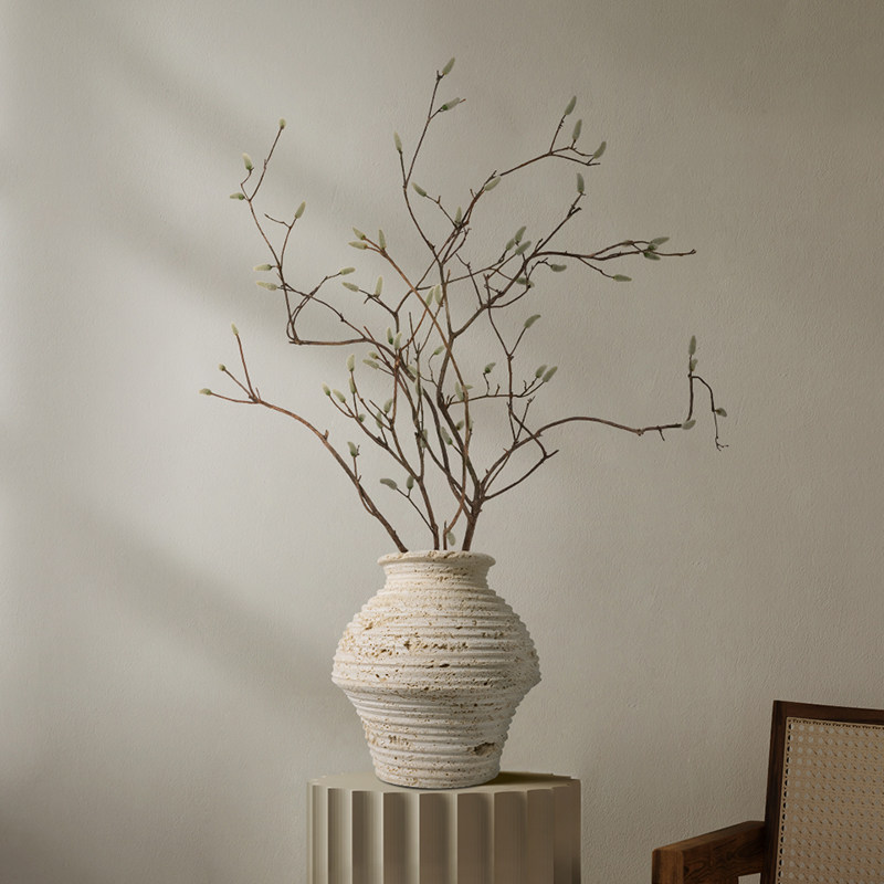 海虹雅林桌面摆件天然洞石大花瓶装饰客厅玄关装饰花盆轻奢侘寂风,淘宝优惠券,粉丝福利购,淘宝优惠卷