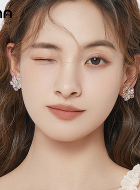 ona小清新花朵水晶耳环女