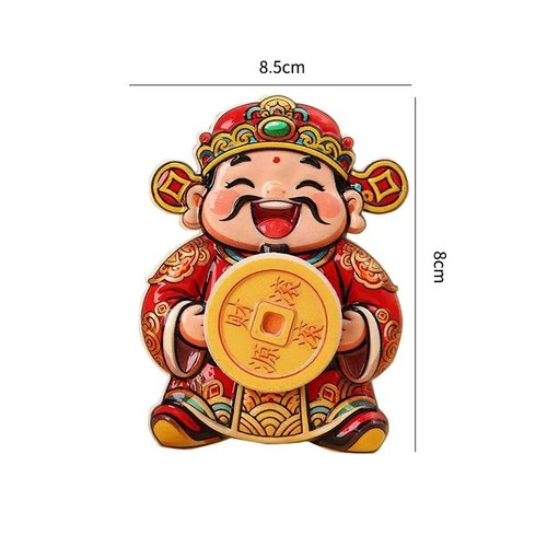 双旋转财神磁吸冰箱贴摇摆财神爷招财纳福冰箱摆饰喜庆装饰贴 - 图3
