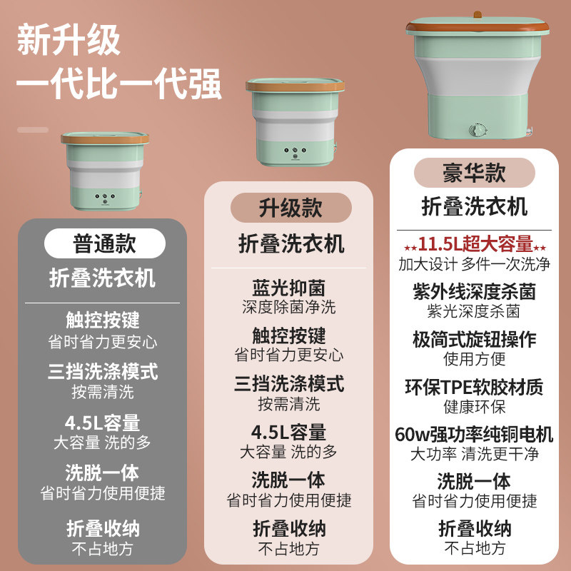 折叠迷你内衣裤洗脱一体小型洗衣机 朋意超声波清洗机