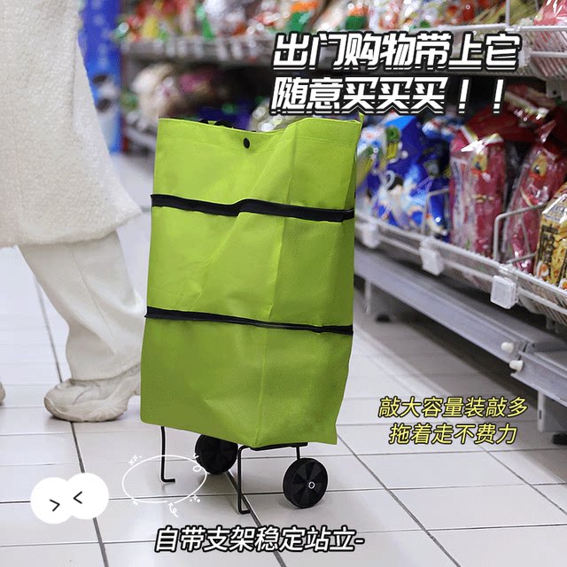 Portable shopping cart foldable lightweight vegetable bag small expert