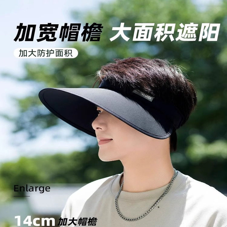 空顶防晒帽子2025新款太阳帽男夏可折叠防紫外线遮阳帽骑车大帽檐
