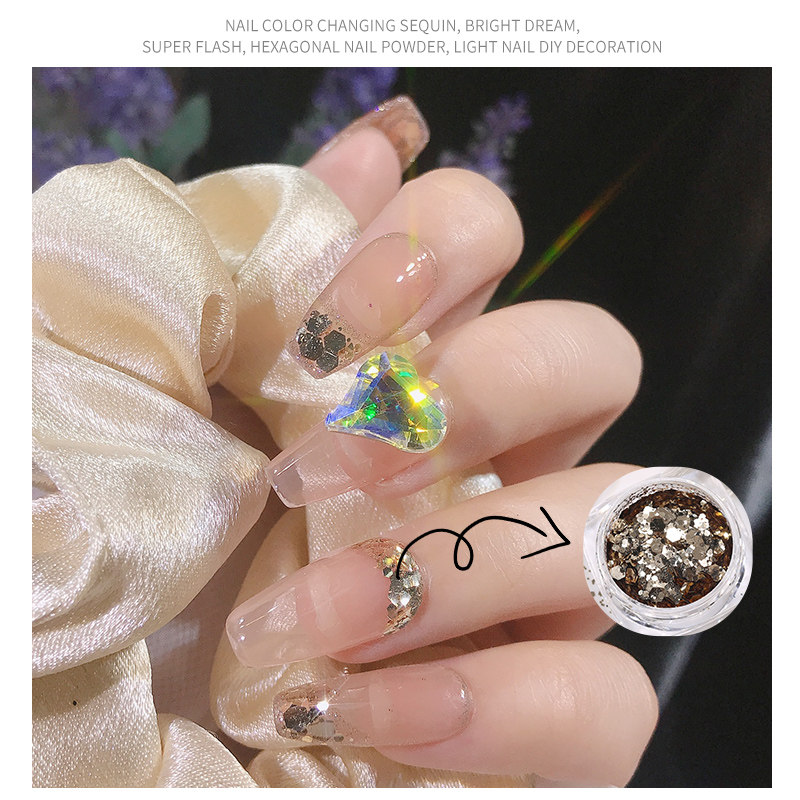 网红爆款美甲韩国大亮片人鱼姬香槟闪粉彩色璀璨渐变指甲贴片 H70,淘宝优惠券,粉丝福利购,淘宝优惠卷