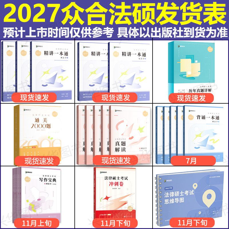 现货2027众合法硕一本通精讲通关2000题 法学非法学27法律硕士考研背诵宝典 车润海刑法岳业鹏民法马峰宪法杜洪波法理龚成思法制史