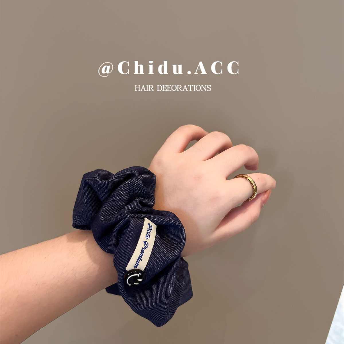 韩版发饰质感牛仔布发圈扎马尾头绳秋冬新款头饰丸子头发绳大肠圈,淘宝优惠券,粉丝福利购,淘宝优惠卷