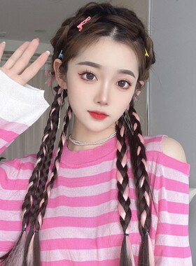甜酷女孩假发辫马尾辫子女高
