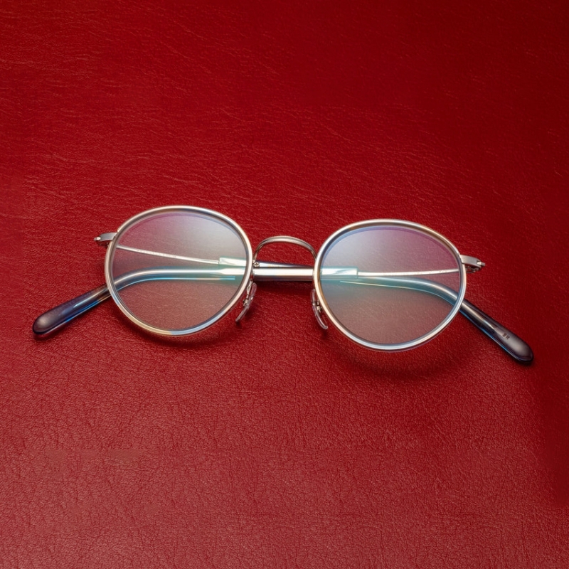 日本Masunaga增永眼镜框45mm纯钛超轻复古圆框高度数眼镜架GMS127 - 图1